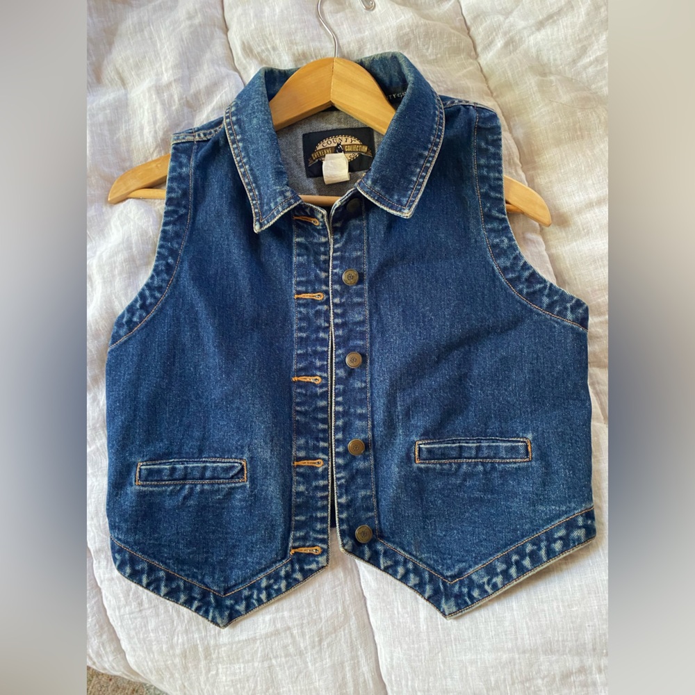 Vintage Denim Jean Jacket Vest Cropped